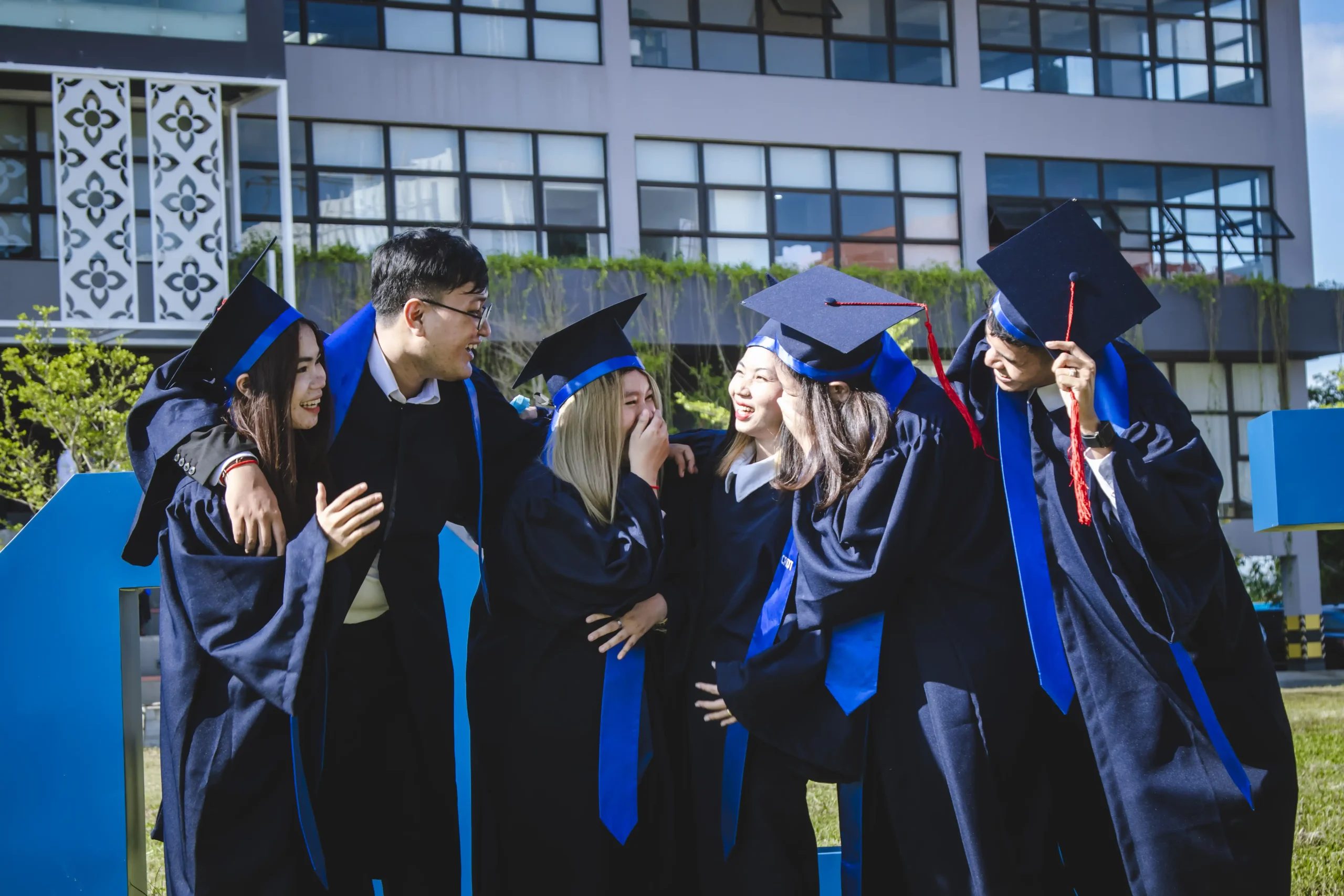 Students walking on a university campus